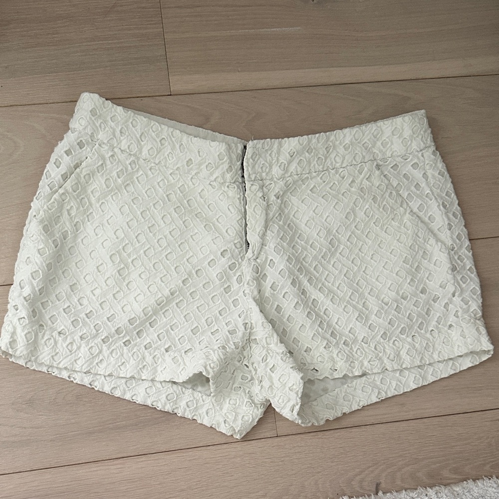 Joe Fresh High Waist White Textured Shorts